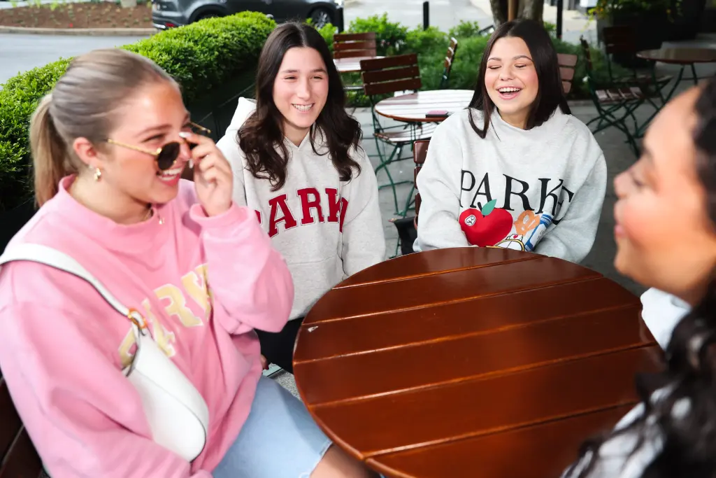 Penn State sorority girls feeling included while rocking there Parke mock necks while out getting coffee! 