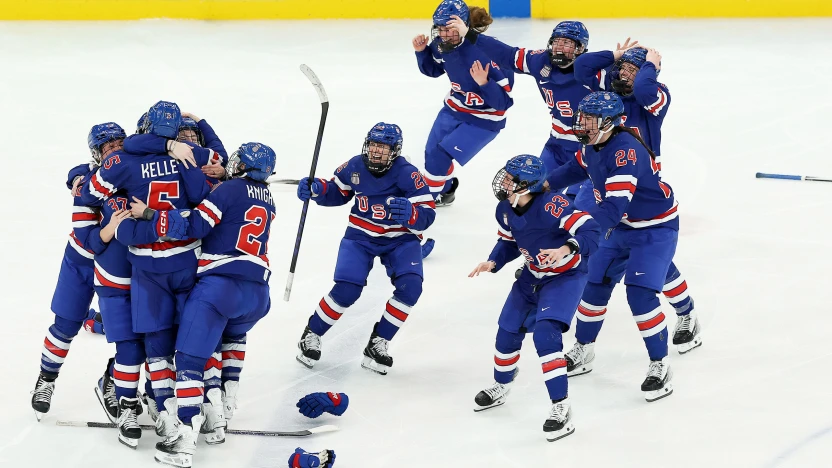 Team USA celebrates Jack Huhes' "golden goal!"