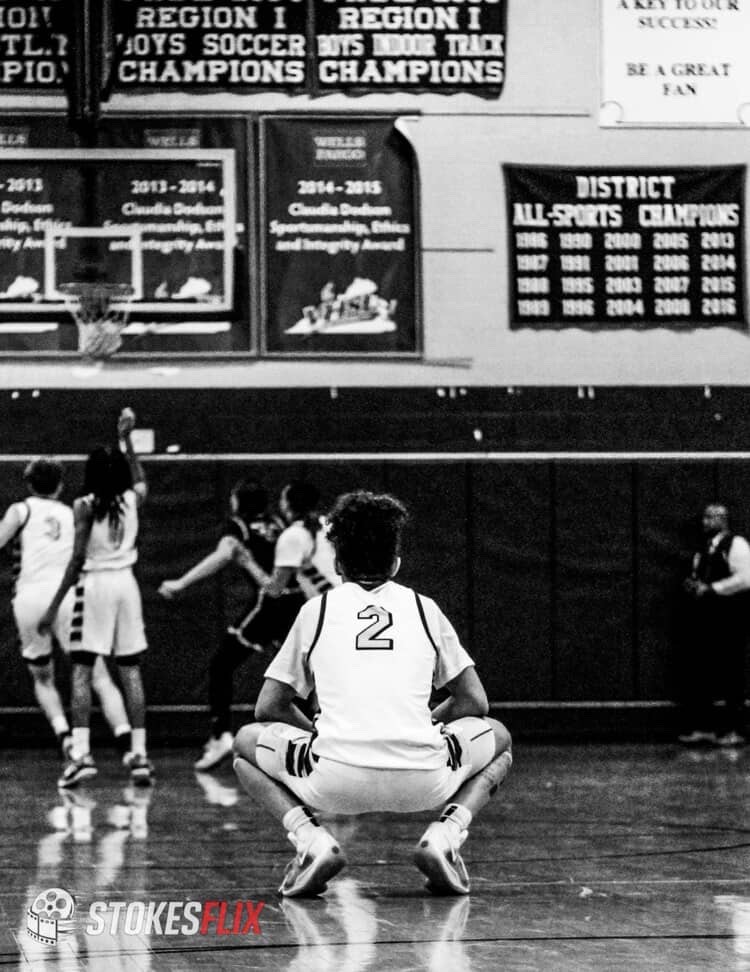 Watching my teammate knock down 2 free-throws while getting myself together  